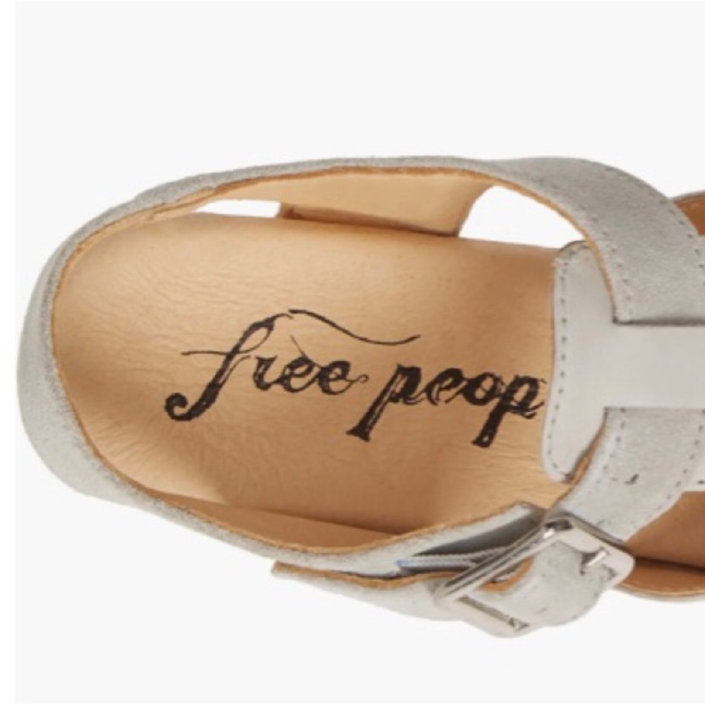 Free People leather huarache-detail wood-grain 4” platform “Emmer” clogs-NWOT - Picture 13 of 15
